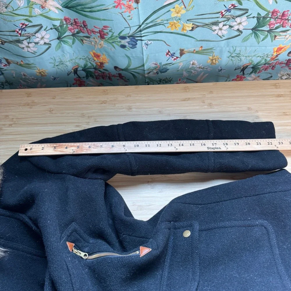 J.Crew Chateau Parka Italian Stadium-Cloth Wool Black Hooded Coat J5488 Women 10 - Picture 11 of 16